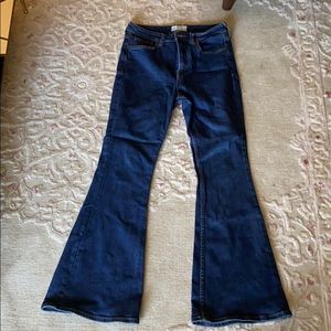 Free People Blue Denim Wide Leg Jeans